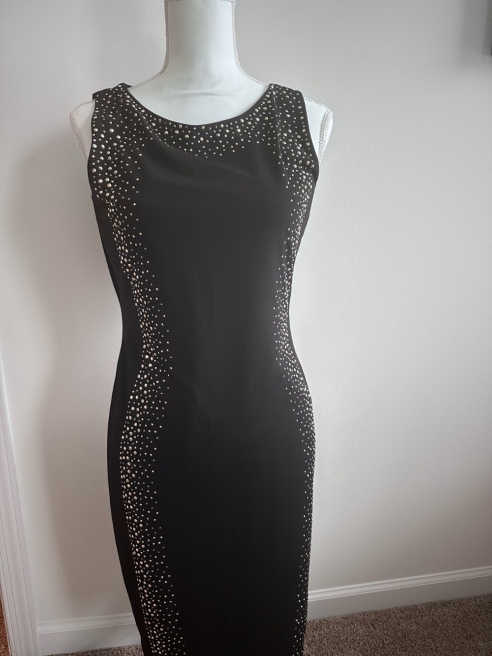 Calvin Klein Black Studded Midi Sheath Dress